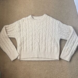 a new day Cream Cable-Knit Crewneck Sweater